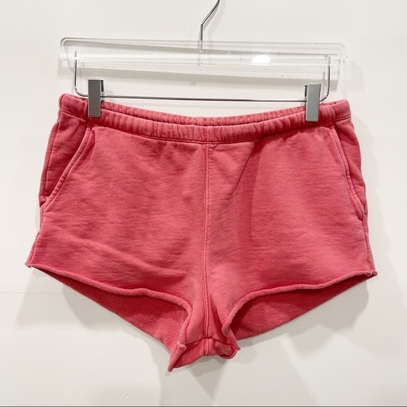 Frame Raw Edge Terry Track Shorts Faded Summer Red Small - Picture 1 of 11